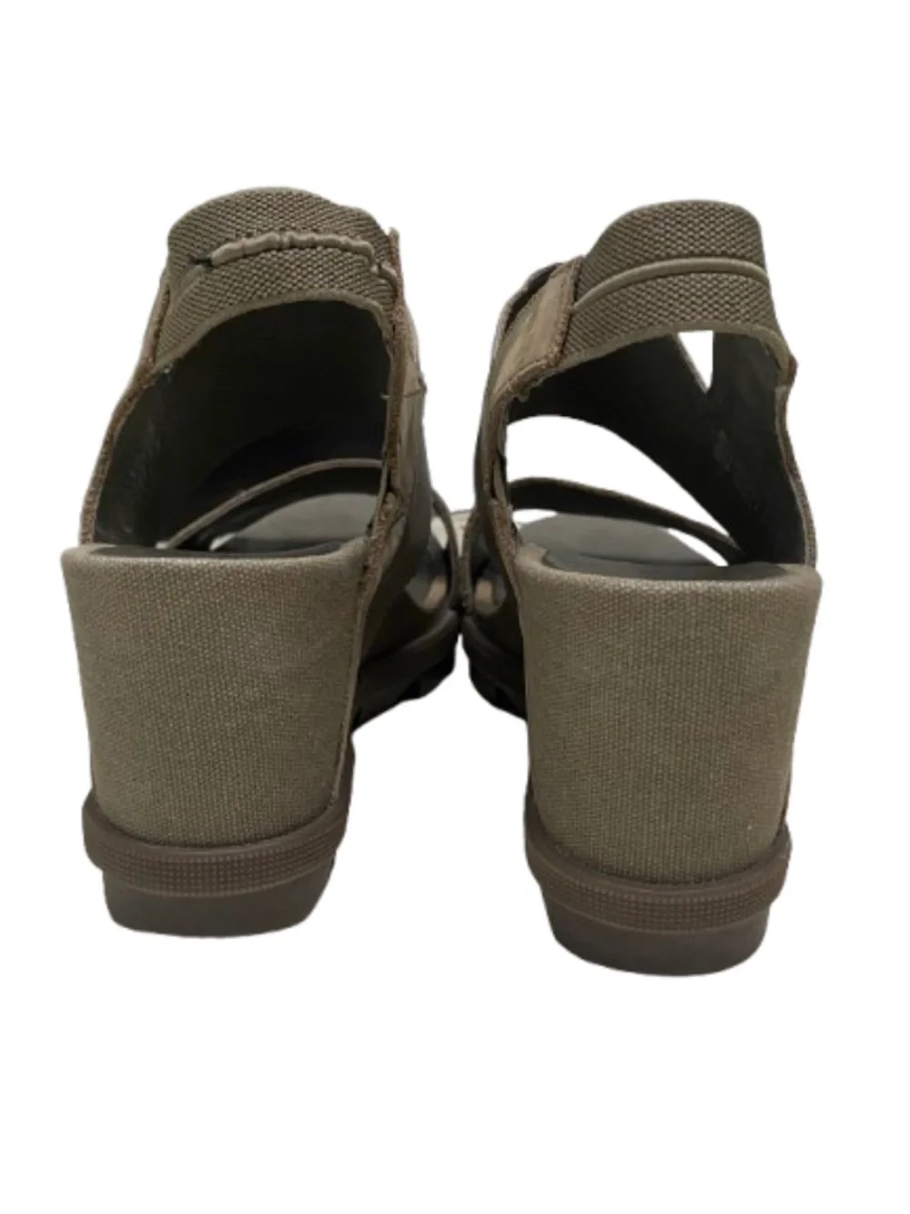 Sorel Joanie II Leather Slingback Wedge Sandals - Olive Green / Sage